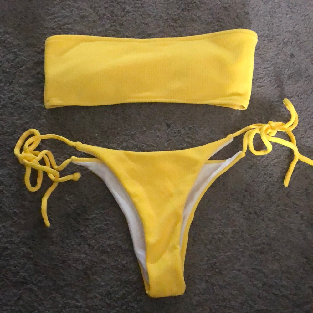 Bright yellow two piece bikini